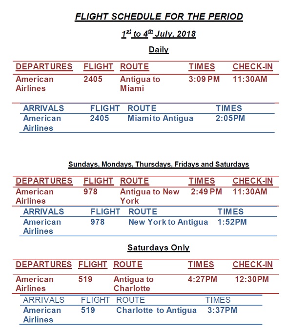 american airlines travel schedule